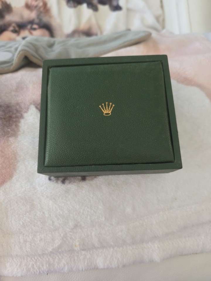 Rolex Dark Green Leather Watch Box With Gold Crown Accent